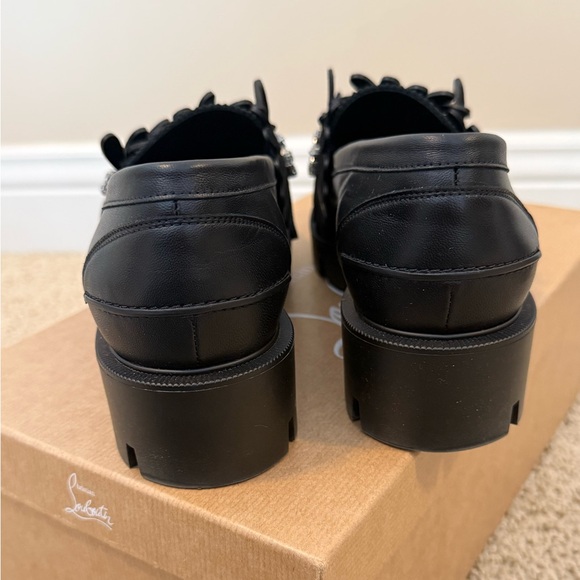 Christian Louboutin Black Loafers with Floral Embellishments - Picture 4 of 11